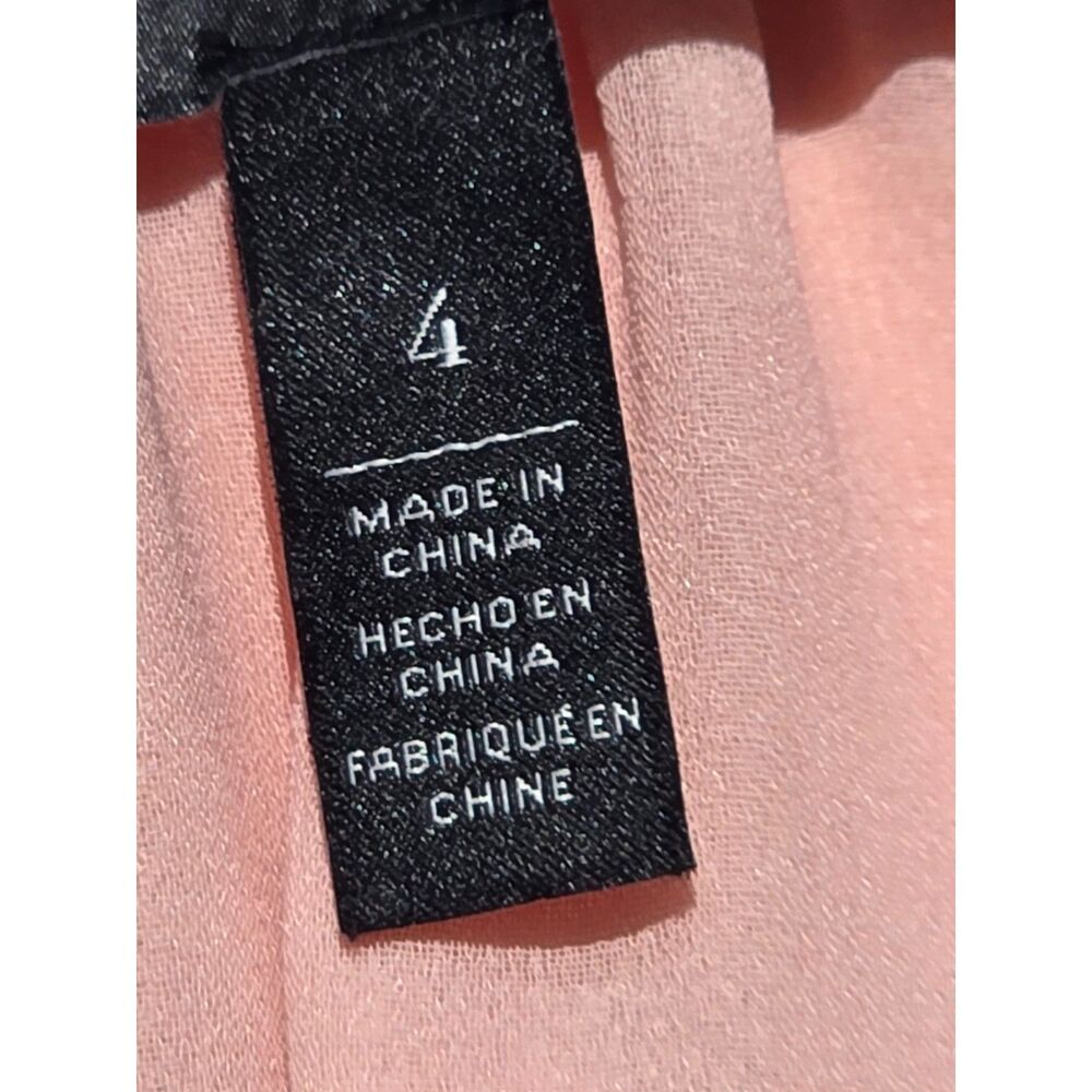 WHBM Blouse Blush Pink V-neck Tassel Gold Beads Feminine Office Smocked Womens 4 - Picture 6 of 10